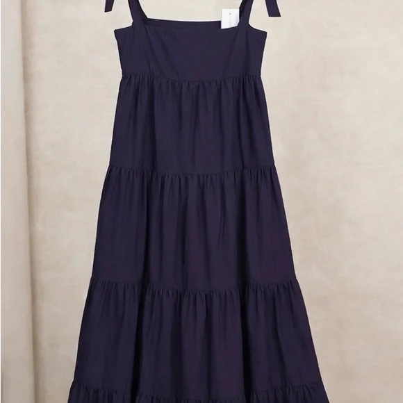 Jason Wu Tiered Maxi Dress Small Navy New - Picture 1 of 4